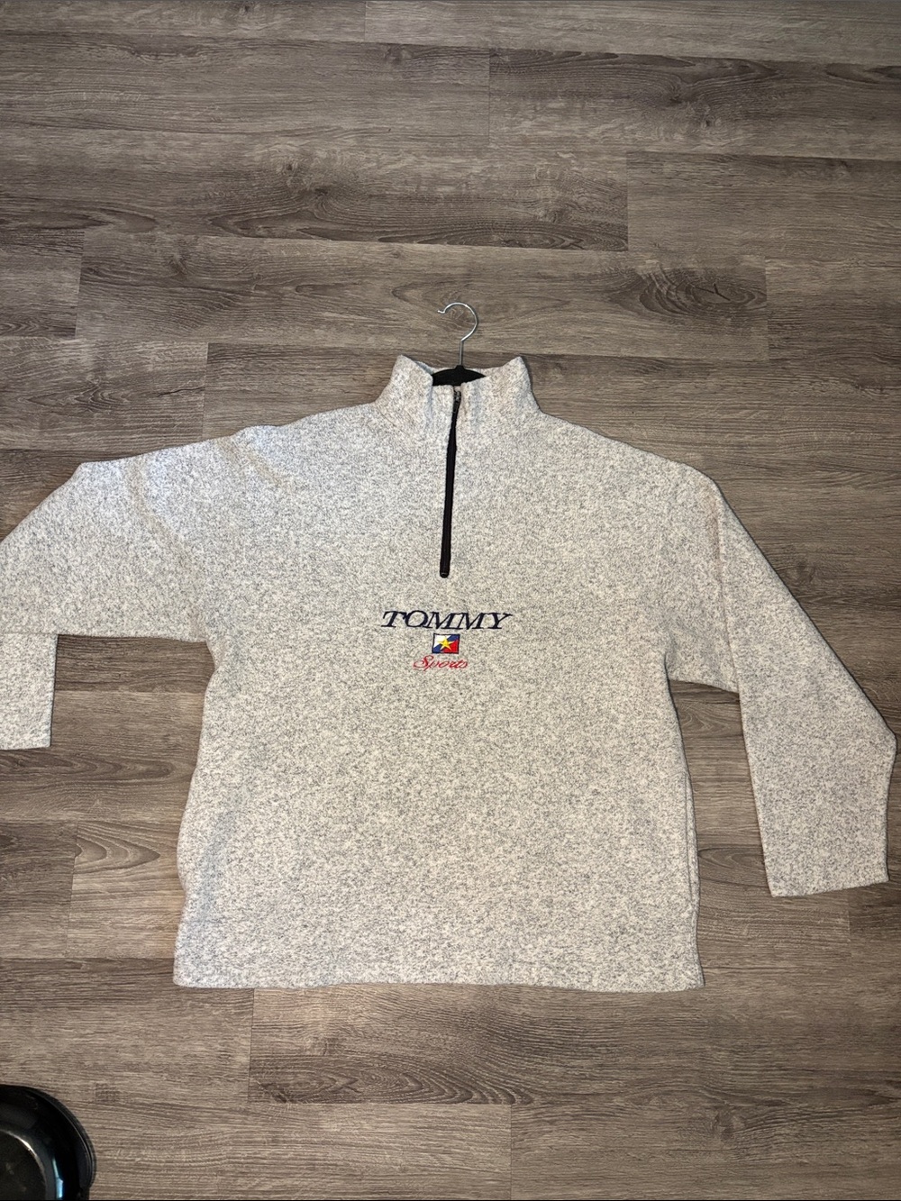 Tommy Hilfiger Gray Quarter-Zip Pullover Sweater 90s